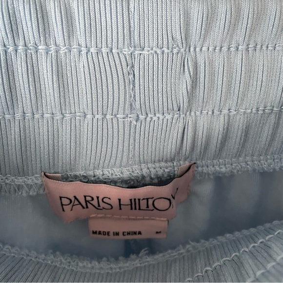 Paris Hilton Velvet Velour Track Lounge Pants Embellished Rhinestones Baby Blue - Picture 6 of 9
